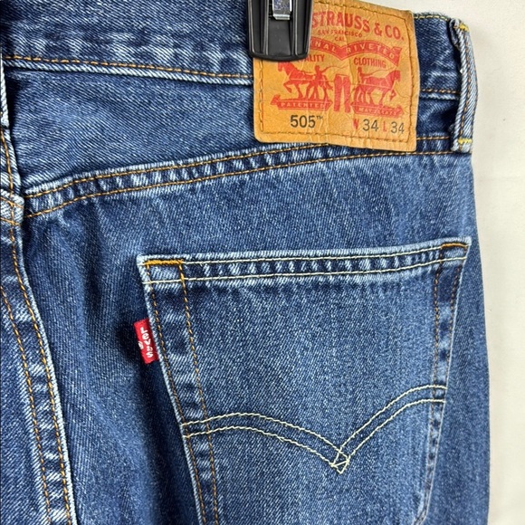 Levi's 505 Classic Men's Straight Leg Blue Jeans Size 34 - Picture 11 of 12